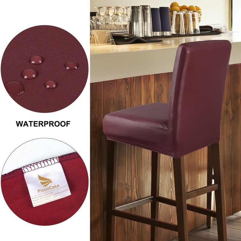 PiccoCasa Waterproof Bar Stool Covers, Faux Leather Pub Counter Height