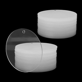 LEXININ 60 Pieces 3 Inch Acrylic Circle Blanks with Hole Clear Round Acrylic Discs Acrylic Round Keychain Acrylic Ornament Blanks for DIY Keychain Crafts