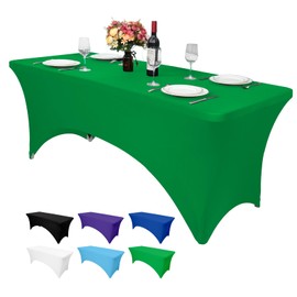 Zdada 6ft Stretch Table Cover Spandex Table Cloth Tight Fitted Tableclothes Rectangular Trestle Table Cover Banquet Wedding Exhibitions Cocktail Craft Table Cover-Green