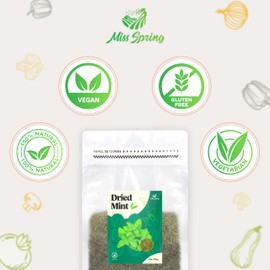 Miss Spring Premium Quality Dried Crushed Mint- Fresh and Aromatic- Natural Mediterranean Mint Leaf-Ideal for Mexican, Indian, Mediterranean, and Asian Cuisine. Salads and Tea- 6oz (Pack of 1) Resealable Bag