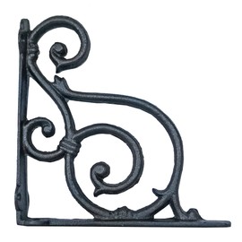 NACH Scroll Design Decorative Shelf Brackets 8 inch, Wall Shelf Brackets for Wood Shelves, Heavy Duty Shelf Brackets, Wall Brackets, Floating Shelf Brackets, 2-Pack Black Shelf Brackets, JS-90-059