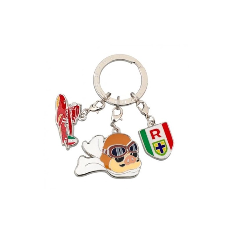 Red Pig Three Row Key Ring Porco Rosso