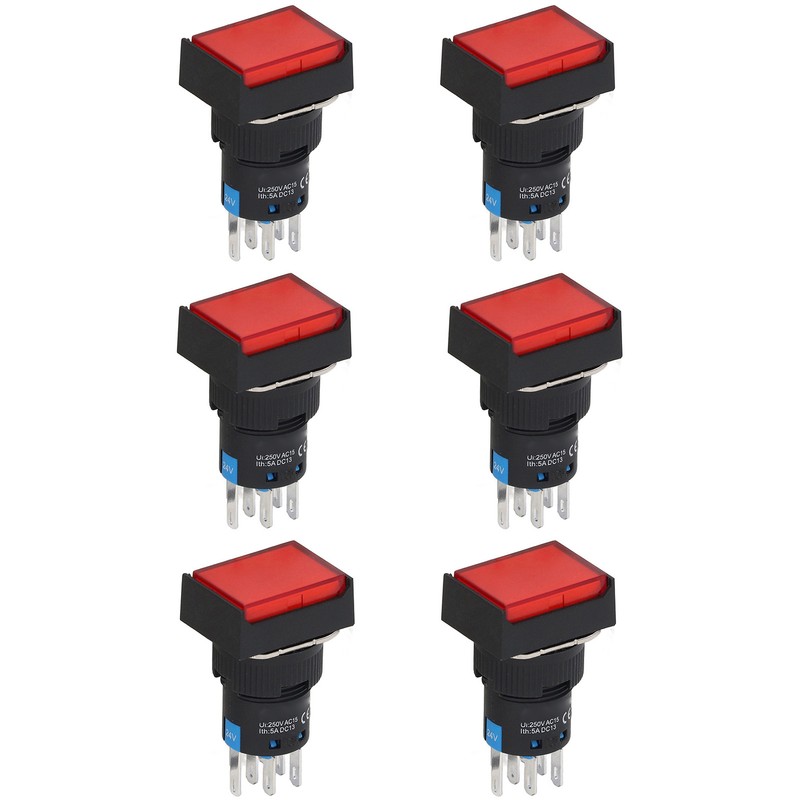 25 Pcs Push Button Switch Light Indicate Self Locking Long