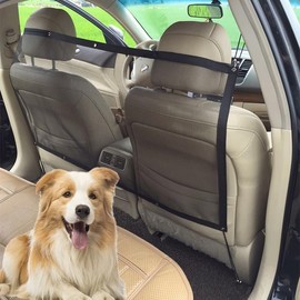 ZIMISI Car Dog Barrier Net, Pet Vehicle Divider Mesh, Stretchable Auto Backseat Protection Fence Net with Stretchy Bungee Cords, Adjustable Obstacle Mesh for Most Car, Truck, SUV (45"×24")