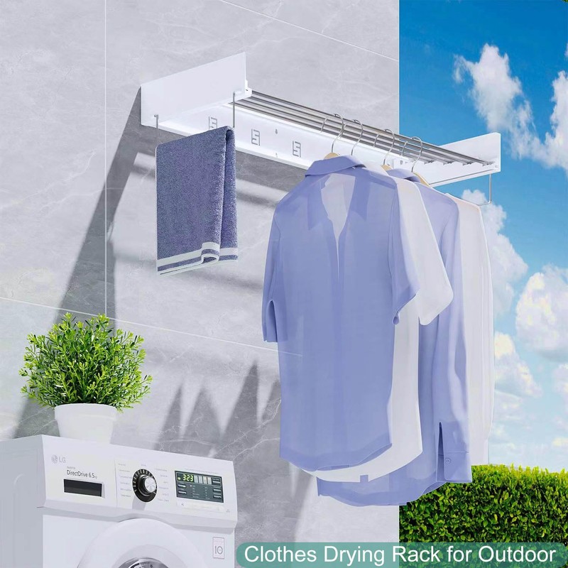 Wall Mounted Laundry Rack, Collapsible Clothes & Towel Drying Rack