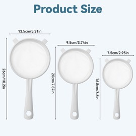 3 PCS Plastic Strainer with Handle Fine Mesh Strainer with Handle Nylon Mesh Strainers Colander Double Ear Fine Food Flour Sifter Food Yogurt Meshes Sieve for Baking Kitchen Colander Sifter Tea Juice