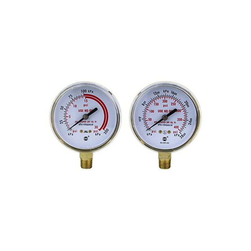 High and Low Pressure Gauge for Heavy-Duty Acetylene/Propane Regulators 0-400