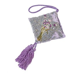 Sonoma Lavender Dried Lavender Hanging Sachets for Drawers and Closets, Natural Air Freshener for Home, Car, Bag, Room, and Closet, Embroidered Satin