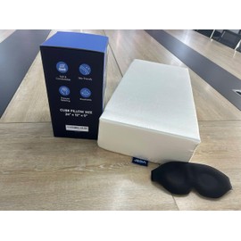 Cube Pillow Sleep Mask Bundle, Silky Smooth Pillow Cover, Memory Foam Pillow, Supportive Neck Pillow, Side Sleeper Pillows for Adults, Medium Support Bed Pillow, Pillow Cube, (24" x 12" x 5")