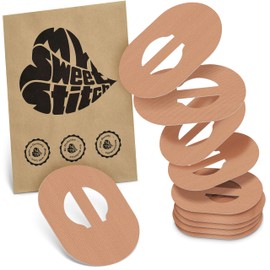 MySweetStitch Fixation Patch Enlite - Guardian (10 pieces) | Made in Germany | Outside Ø 80 x 65mm, Inside Ø 10mm | Beige