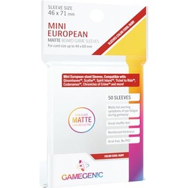 Gamegenic Card Sleeves – Matte Mini European-Sized 50CT – Smooth & Tough Card Sleeves – Card Size up to 44mm x 69mm - Compatible with Gloomhaven, Scythe, Ticket to Ride, Chronicles of Crime, Codenames