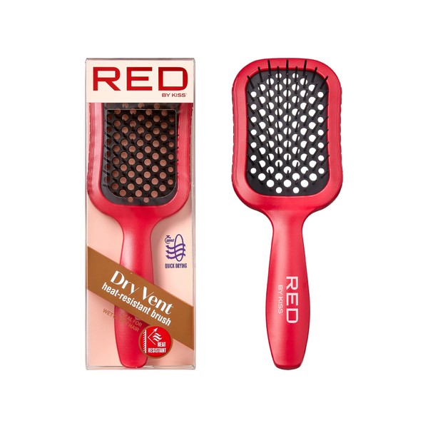 RED by Kiss Dry Vent Heat-Resistant Hair Brush, Detangling Fast Blow Drying for Wet Dry Curly Thick Straight Hair, Vented Detangler for Women Men Children Kids