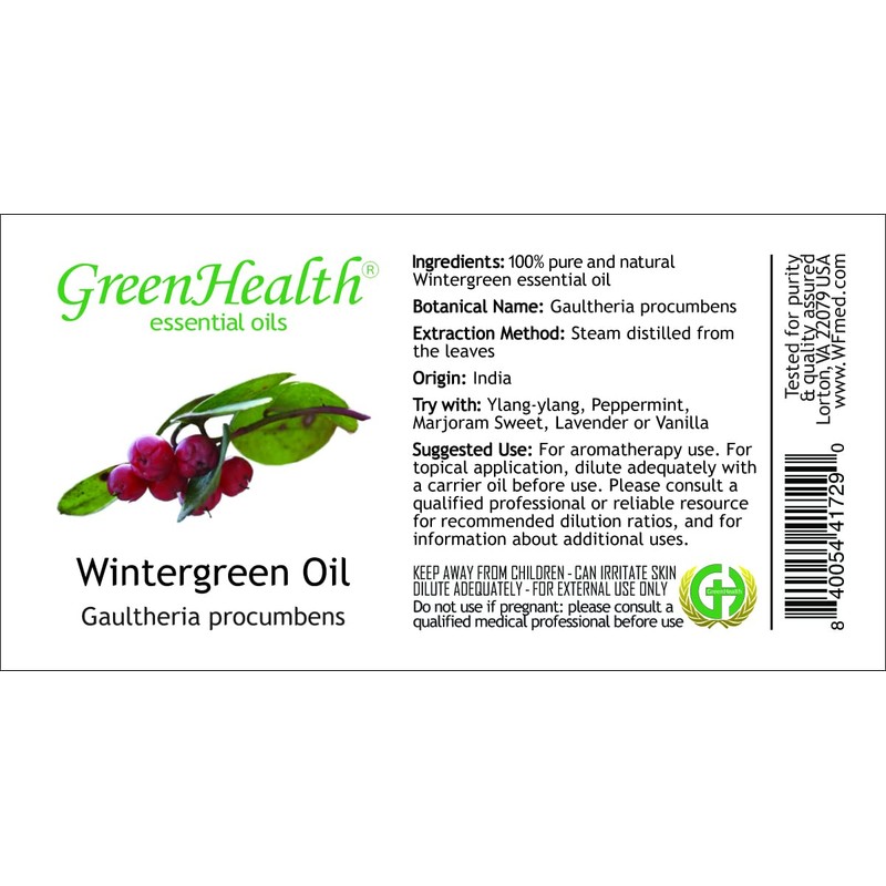 GreenHealth Wintergreen Essential Oil 100% Pure & Natural - 2oz