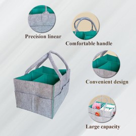 Baby Diaper Caddy is a versatile baby basket designed for nursery storage, car organization, and as a thoughtful gift for baby showers. Perfect for storing diapers and baby wipes. (Light gray & green)