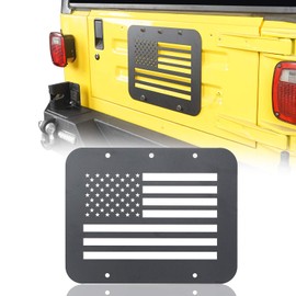 Hooke Road Spare Tire Delete Plate, American Flag Tailgate Vent-Plate Cover for Jeep Wrangler TJ YJ 87-06