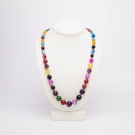 Treasure Bay Beautiful 8-16mm Natural Gemstone Beaded Necklace For Women (Multicolour)
