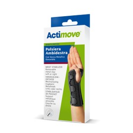 Actimove Sports Edition Polsiera Ambidestra, con Stecca Metallica Removibile - Stabilizzazione per stiramenti e distorsioni, indicata per il recupero – Nera, L