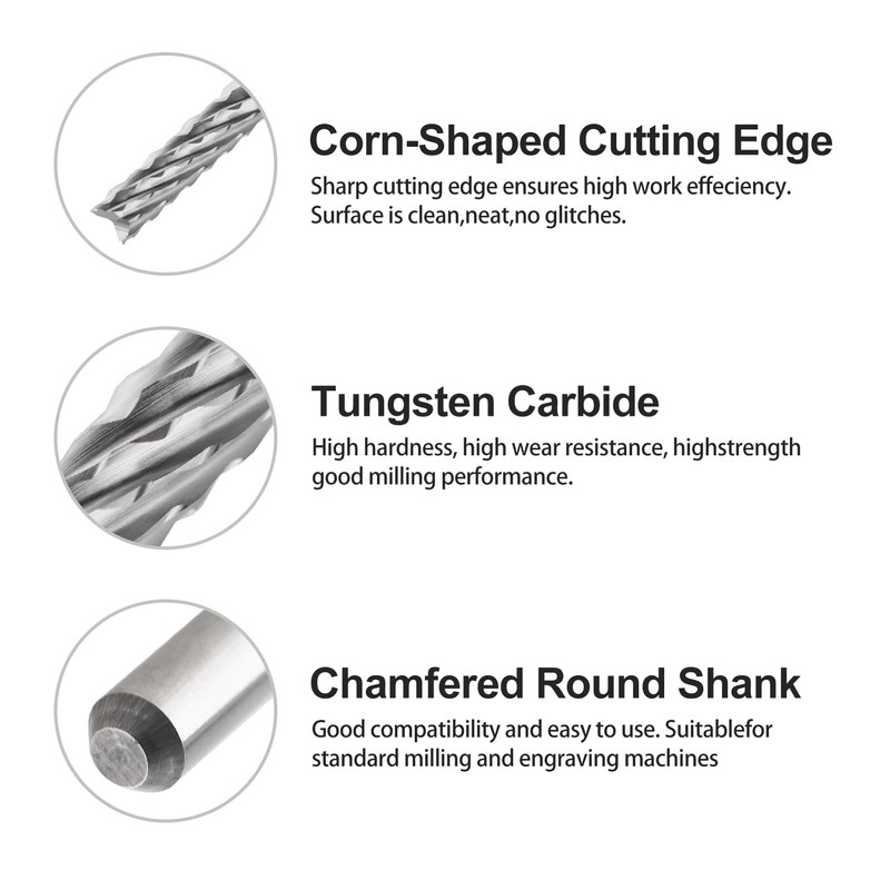 10 Pack Carbide End Milling Engraving Bits, 1/8 inch Shank