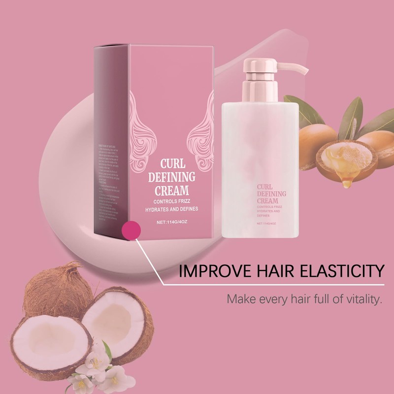 Crema Estilizadora para Cabello Rizado y Flequillo | Brillo Natural,