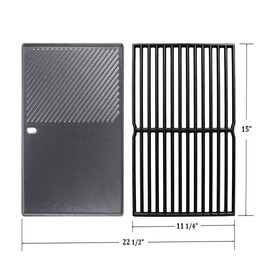 Votenli C752B 15 Inch Grates (1-Pack) and Griddle (1-Pack) Replacement for Weber 7522 7521 Genesis Silver A Spirit 210 Spirit e210 Spirit 500 Parts