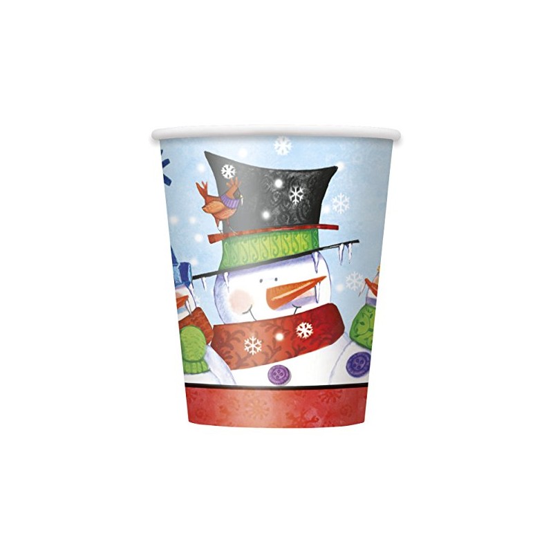 Unique Party 47626 - 9oz Snowman Buddies Christmas Paper Cups,