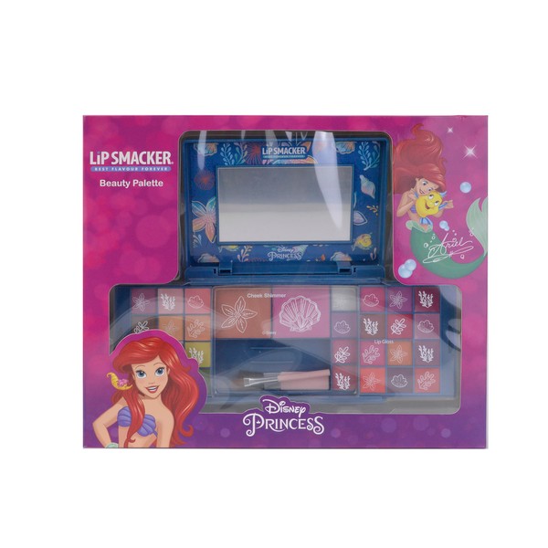 Lip Smacker Princess Ariel Beauty Palette Make Up Gift Set with Colourful Lip Gloss, Creams, Blush and Bronzer for the Perfect Princess Look, Includes Accessories