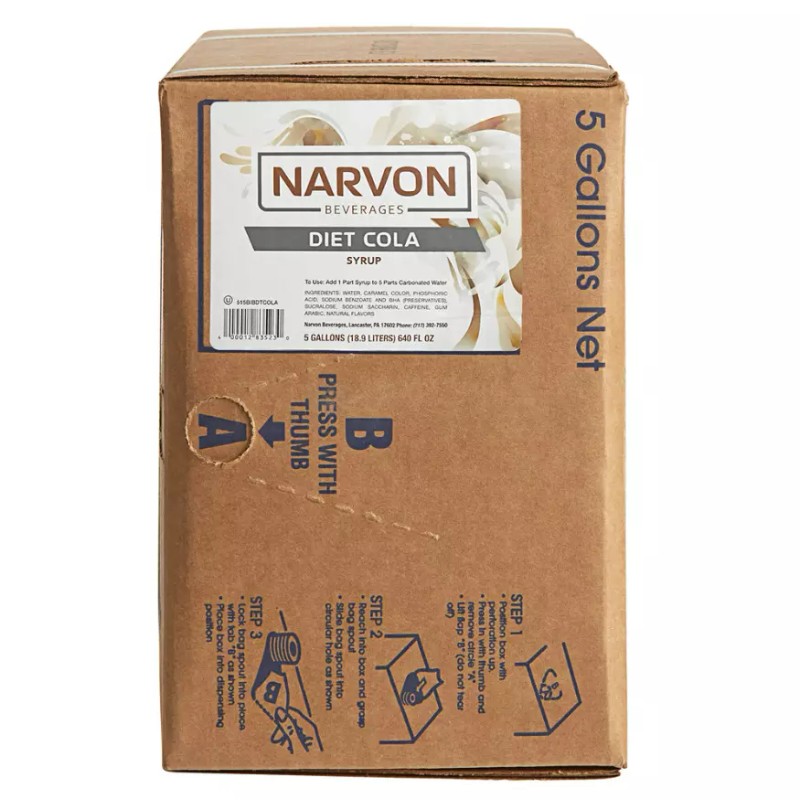 Narvon Diet Cola Flavor Beverage Concentrate Soda Syrup 5 Gal.