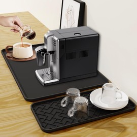 Silicone Coffee Mat - Removable Bar Mat with Concave and Convex Design, Leak-Proof and Non-Slip, Suitable for Use Under the Coffee Machine to Keep the Countertop Clean (Black19"x12")