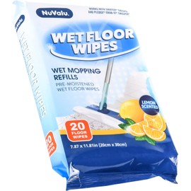 NuValu Wet Floor Wipes, Wet Mopping Refills, Lemon Scented Pre-Moistened, Works with Swiffer Sweeper, Pledge Grab-It & other Popular Mop Tools [7.87 x 11.8 in] (1)