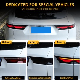 Daeiclru Car Tail Light Lamp Cover Compatible with Jaguar F-PACE 2021-2024, Smoked Taillight Shell Trim Cover Taillight Lamp Trim Cover Rear Headlight Protection Cover Accessories