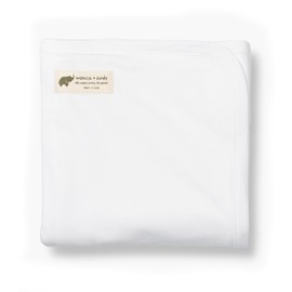 MONICA + ANDY Coming Home Baby Blanket – White, 32” x 32”, for Infant Boys & Girls (0-6+ Months) – 95% Organic Cotton + 5% Spandex, Soft & Gentle on Skin – Newborn Must-Have & Essential