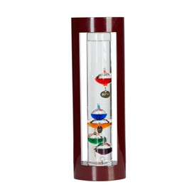 Wooden Frame Galileo Thermometer with 5 Colored Balls from 64ºF to 80ºF Glass Galileo Thermometer Gorgeous Gift for Family or Friends Present Home, Office Indoor and Outdoor Décor