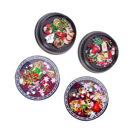 BIUDECO Nail Art Rhinestones Christmas Set 3D Stickers Santa Snowflake Tree Charms for DIY Manicure Decor