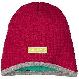 loud + proud Girls' Reversible Knitted Hat Made of Organic Cotton, GOTS Certified Hat, Berry Ber