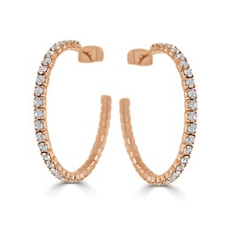 ARIA+ME Lightweight Crystal 14K Gold Plated Hoop Earring, SMALL-1-1/4" (Rose)