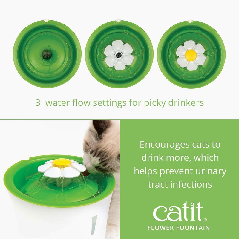 Catit Flower Fountain with Triple Action Filter, Cat Drinking Water