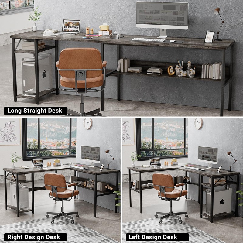 Unikito Reversible L Shaped Desk with Magic Power Outlets and