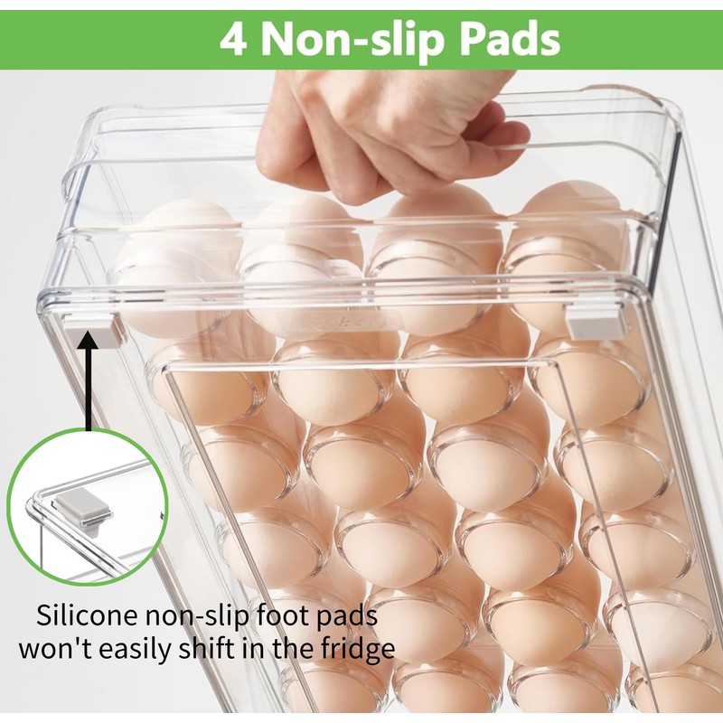 vacane 24 Capacity Egg Holder for Refrigerator Organizer Bins, BPA