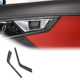 JONKOKO 2PCS Car Inner Door Bowl Cover Trim Carbon Fiber Sticker for Jaguar F-Type 2013-2022 Inner Door Handle Protector Cover Trim Sticker (Door Handle, Black)
