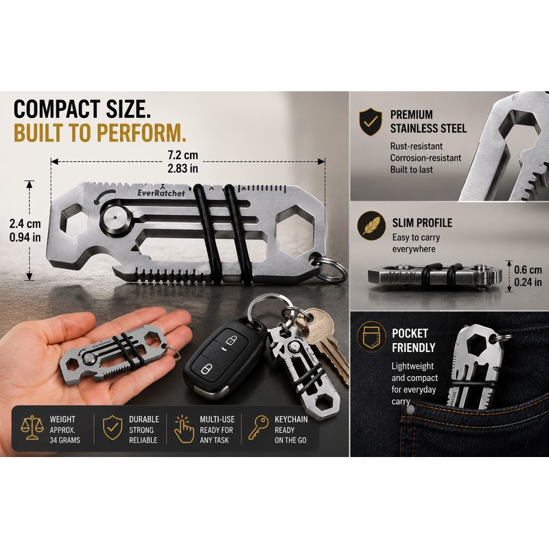 Keychain Multitool for Quick Repairs – Stainless Steel Mini Wrench