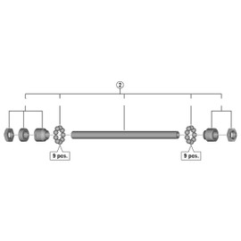 Shimano Spares FH-MT200-B complete hub axle, silver