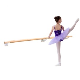 Ballet Barre Single Bar 9 FT Long 1.5” Diameter White, Kids and Adults | Open Bracket Wall Mounted Fixed Height Wooden Ballet Barre | Home/Studio Ballet Bar, Dance Bar, Stretch Bar, Dancing/Stretching