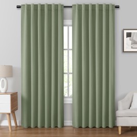 HOMEIDEAS Sage Green Blackout Curtains, 2 Pages Room Darkening Bedroom Pinch Pleated Curtains Thermal Insulated Curtains, Living Room Back Tab Rod Pocket Window Curtains for Bedroom, 52x84