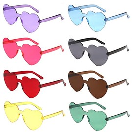 flintronic 8 Pcs Heart Party Glasses, Hippy Specs Sunglasses Funky Glasses, Fancy Dress Costume Sunglasses Festival Outfits for Kids and Adult - Party Favor