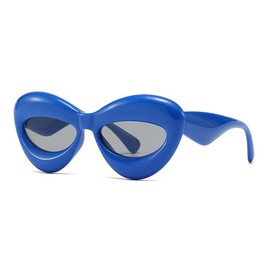 Azoxus - anteojos de sol infladas de ojo de gato para mujer, sexy, lindas anteojos de sol en forma de labio, Azul, Grande