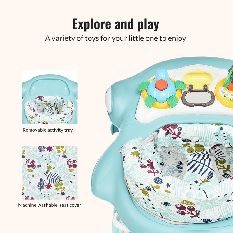 Dream on Me 2-in-1 Aloha Fun Baby Walker in Blue,