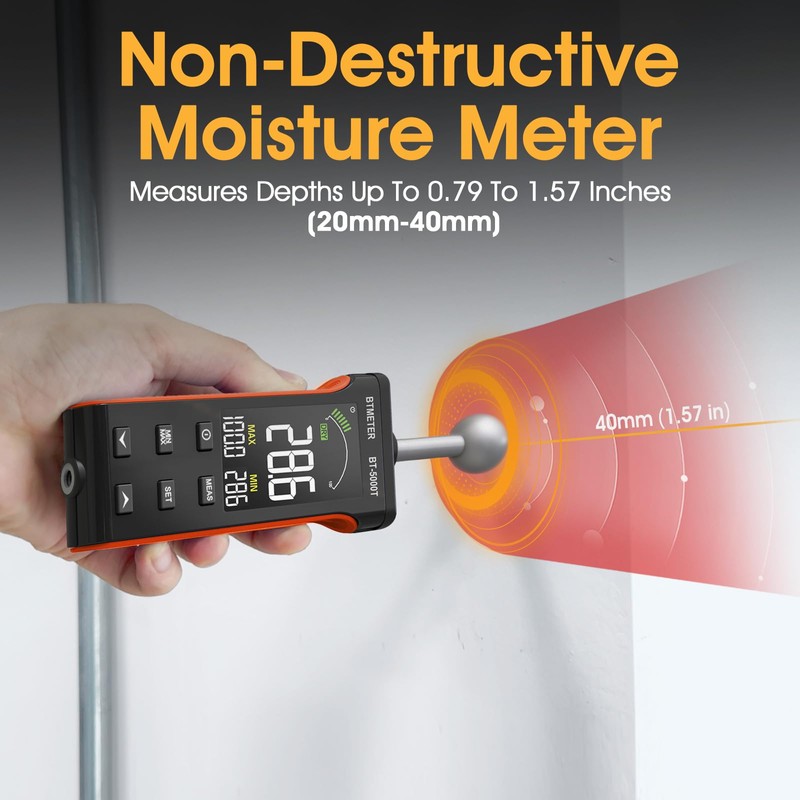 BTMETER Wood Moisture Meter - Pinless Moisture Detector Measur Depth
