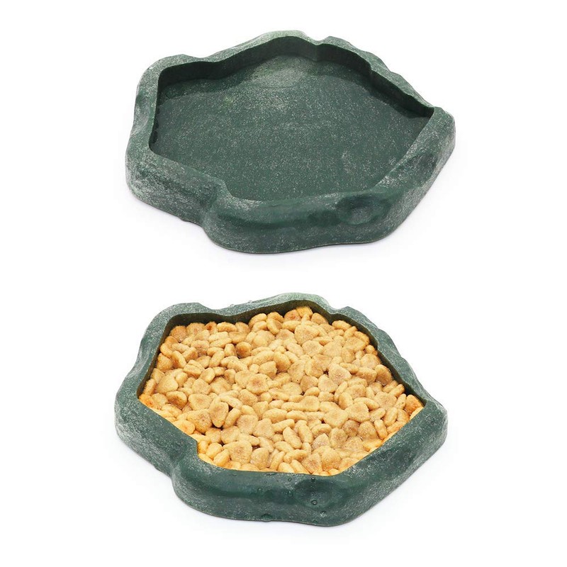 SLSON Small Reptile Feeder Terraium Bowl Plastic Shallow Reptile Feeder