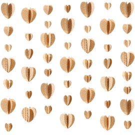 wearage 5 Pack 46 ft 3D Vintage Heart Garland Vintage Book Pages Garland Heart Newspaper Bunting Strand String Banner Backdrop for Wedding Home Birthday Party Restaurant Library Book Club Decor