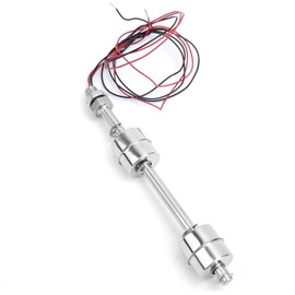 Water Level Sensor, 12V Ball Float Switch, Double Ball Stainless Steel Level Sensor Float Switch for Water Tank, Pool and Aquarium (Float 250 mm) (Floating Body 150 mm)